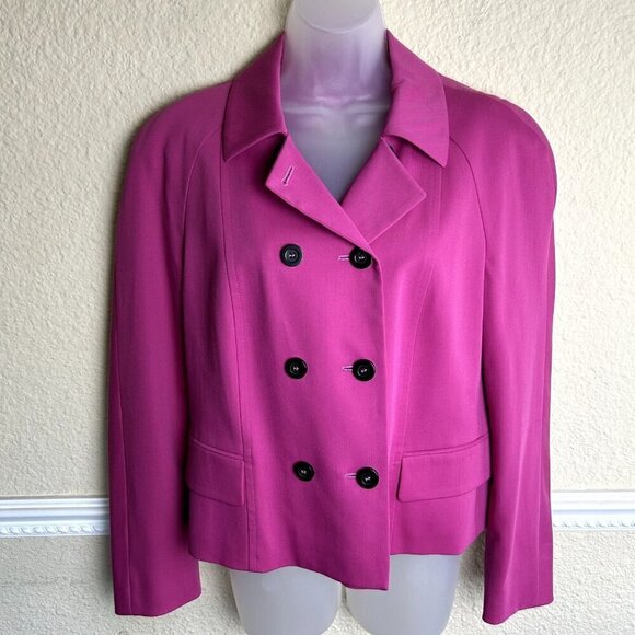 Escada Laurel Women Blazer Medium Size 38 Wool Hot Pink Buttons Pockets Barbie - Picture 1 of 11